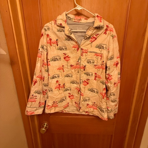 Nick Nora Vintage Flamingo Airstream Flannel Pajamas Set M - Picture 2 of 10
